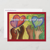 働くことに感謝するハートのアートポストカード ポストカード (正面/裏面)