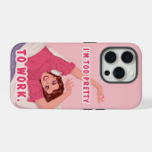 働くには私の美しさは勿体無いわ。 iPhoneケース (裏面横)