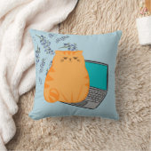 働くオレンジキャット クッション (ブランケット)