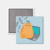 働くオレンジキャット マグネット (正面/裏面)