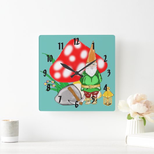 働くファンタジーの格言の時計 スクエア壁時計 (ホーム)