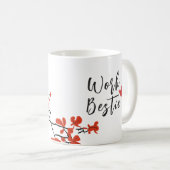 働く労働者2羽の鳥赤い葉の贈り物 コーヒーマグカップ (正面右)