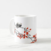 働く労働者2羽の鳥赤い葉の贈り物 コーヒーマグカップ (正面左)
