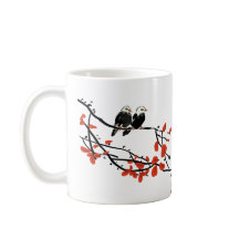 働く労働者2羽の鳥赤い葉の贈り物