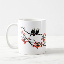 働く労働者2羽の鳥赤い葉の贈り物 コーヒーマグカップ