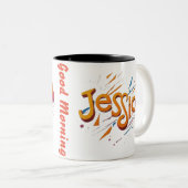 働く女性のための朝のコーヒー ツートーンマグカップ (正面右)