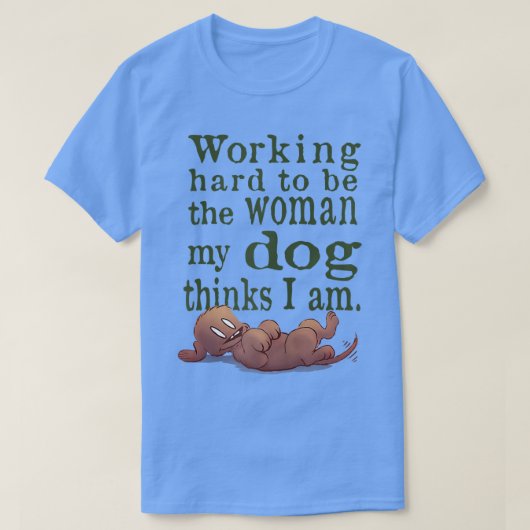 働く懸命犬の恋人の女性のトップ Tシャツ (デザイン正面)