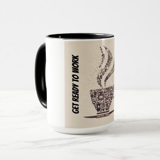 働く準備をする マグカップ (正面左)