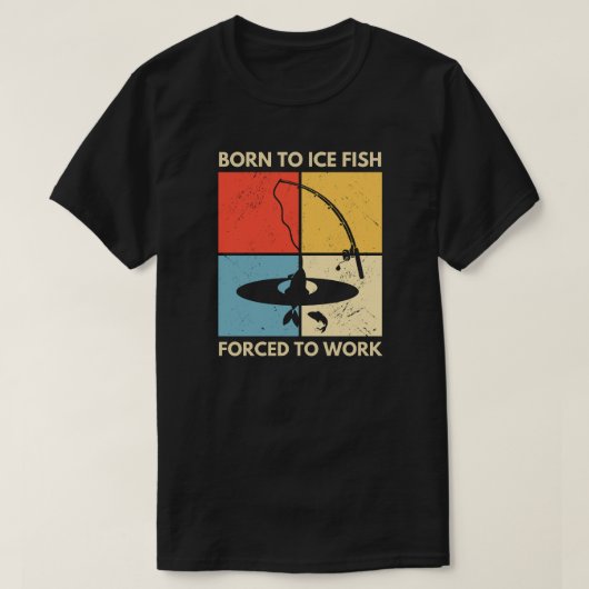 働生まれかせる魚を氷で固める | 氷魚釣り Tシャツ (デザイン正面)