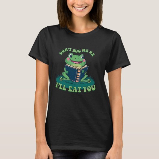 僕おもしろいが蛙に掛かって食べる Tシャツ (正面)