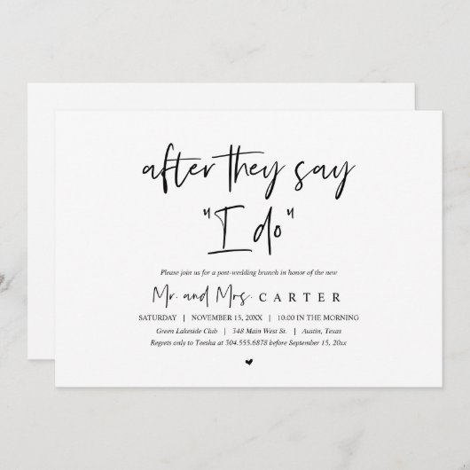 僕がそう言われた後、ポストのブ結婚ランチ 招待状 (正面/裏面)