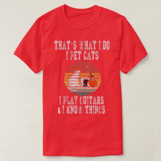 僕がギターで猫を飼っ遊ていること Tシャツ (デザイン正面)