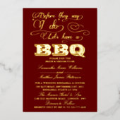 僕が言う前にバーベキューしよう！結婚の 箔招待状 (正面)