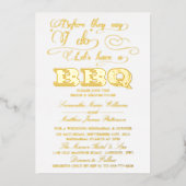 僕が言う前にバーベキューしよう！結婚の 箔招待状 (正面)