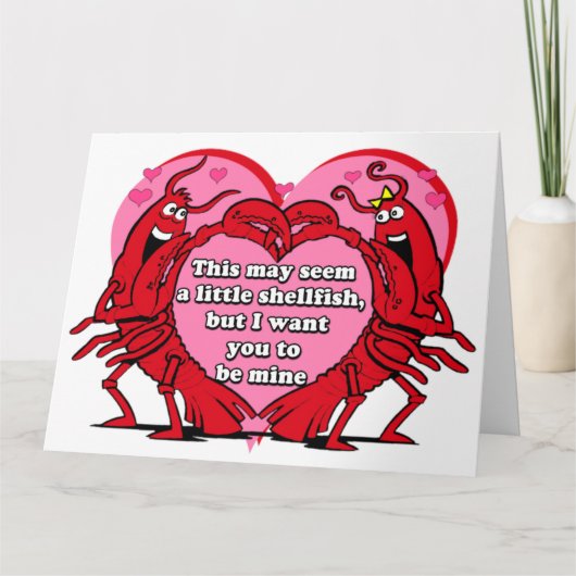 僕のものにして欲しい貝ロブスターバレンタイン カード (正面)
