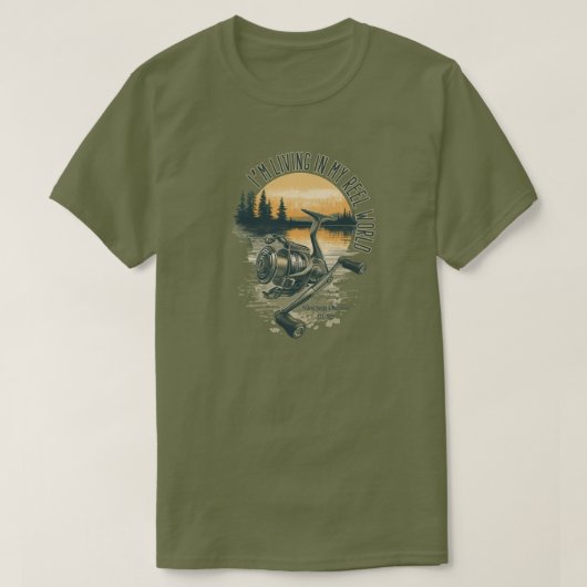 僕のリール世界で生きてる | フィッシングレイク Tシャツ (デザイン正面)