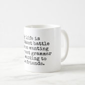 僕の人生は絶え間ない冗談だ コーヒーマグカップ (正面右)