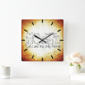 僕の友達は猫だけだ スクエア壁時計 (ホーム)