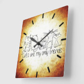 僕の友達は猫だけだ スクエア壁時計 (傾斜)