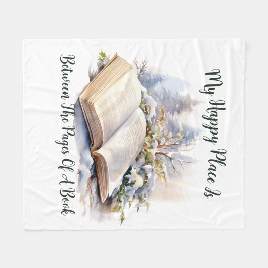 僕の幸福な場所は本の間にある フリースブランケット (正面(横))