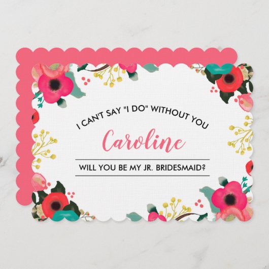 僕の後輩の花嫁介添人になってくれないか？モダンフローラ 招待状 (正面/裏面)