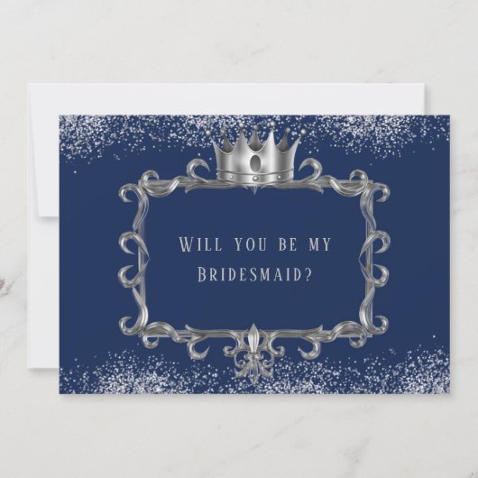 僕の花嫁王室のはネイビー・シルバーの額縁で 招待状 (正面)