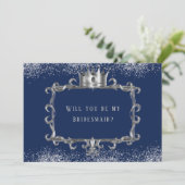 僕の花嫁王室のはネイビー・シルバーの額縁で 招待状 (スタンド正面)