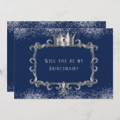 僕の花嫁王室のはネイビー・シルバーの額縁で 招待状 (正面/裏面)