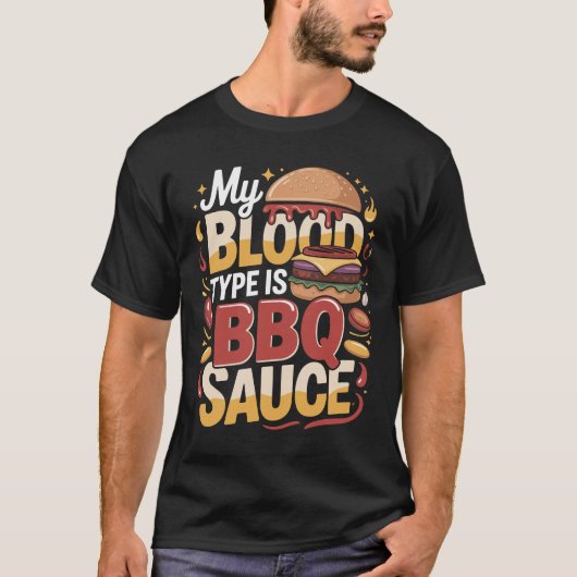 僕の血液型はBBQソースバーガーのTシャツ Tシャツ (正面)