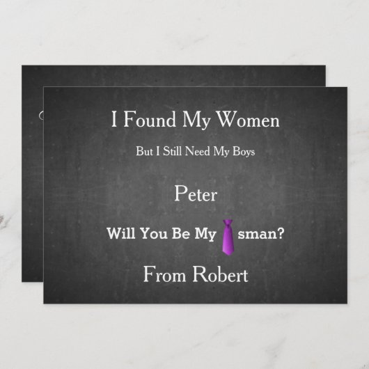 僕の黒いチョークの板のネクタイをお願いします 招待状 (正面/裏面)