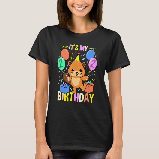 僕の2歳の誕生日 ビーバー Tシャツ (正面)