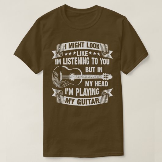 僕はギタリストの音楽聞愛好家に見えるかもしれない Tシャツ (デザイン正面)