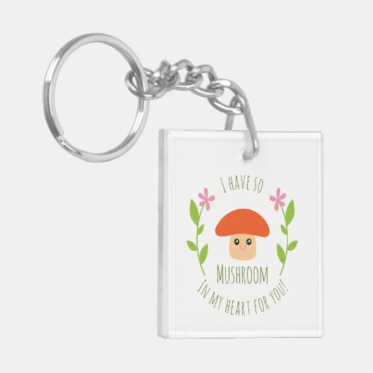 僕はハートに茸を出して冗談を言う キーホルダー (正面左)