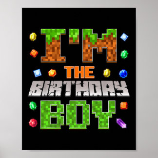 僕はバースデーボーイ お誕生日会のビデオゲーム ピクセル ポスター