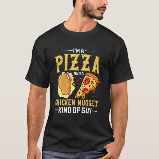 僕はピザとチキンナゲットが好きな男 ピザ Tシャツ (正面)