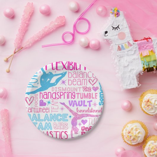 僕は体操の女の子がピンクと紫と青が好きだ ペーパープレート (パーティー)