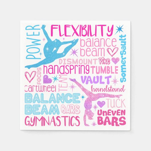 僕は体操の女の子がピンク、紫、青のPapeが好きだ スタンダードカクテルナプキン (正面)