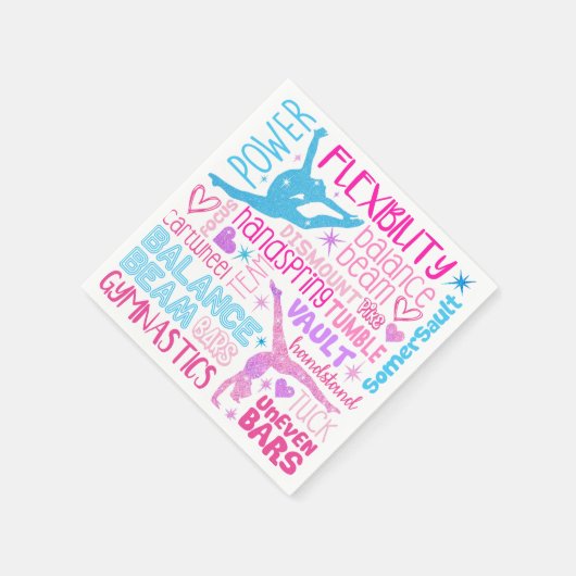 僕は体操の女の子がピンク、紫、青のPapeが好きだ スタンダードカクテルナプキン (角)