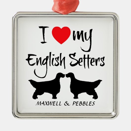 僕は僕の英語のセッター犬が好きだ メタルオーナメント (正面)