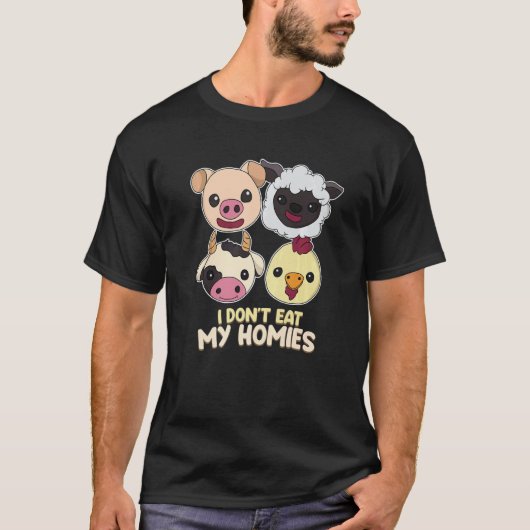 僕は友達を生きたまま食べない ヴィーガン 菜食主義者 Tシャツ (正面)
