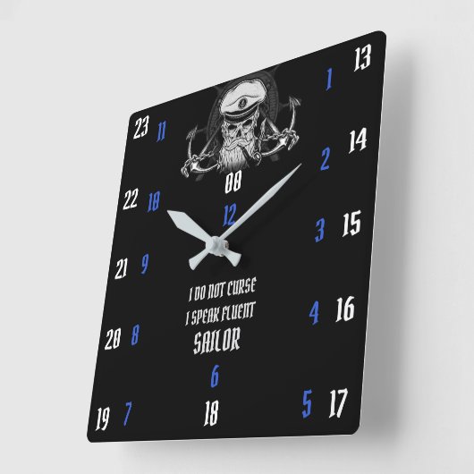 僕は流ちょうな船乗り話は呪わぬ スクエア壁時計 (傾斜)