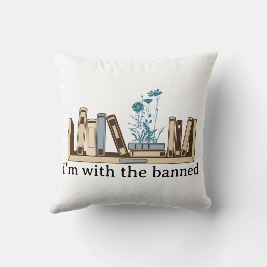 僕は禁止された本を持っておもしろいいる クッション (裏面)