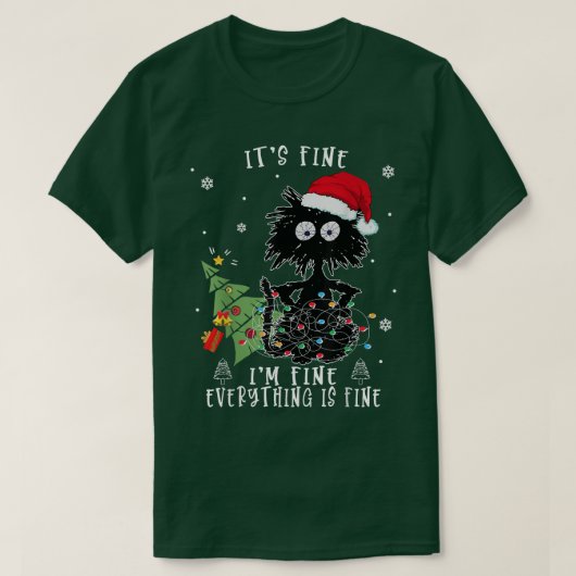 僕は素晴らし全て黒素晴らし猫のクリスマス Tシャツ (デザイン正面)