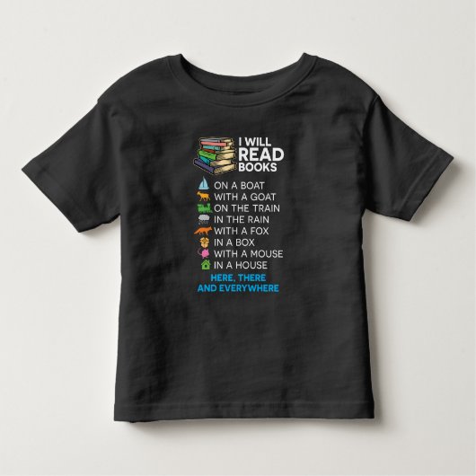 僕は読船やいたるところで本を読書く トドラーTシャツ (正面)