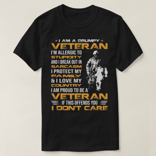僕は退役軍人に誇りを持ったは不機嫌な退役軍人 Tシャツ (デザイン正面)