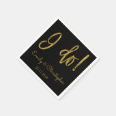 僕は金の箔と黒のナプキン結婚を使う スタンダードカクテルナプキン (角)