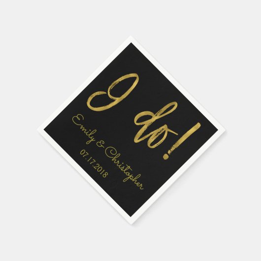 僕は金の箔と黒のナプキン結婚を使う スタンダードカクテルナプキン (角)