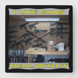 僕は銃が扱うのが好きだ スクエア壁時計