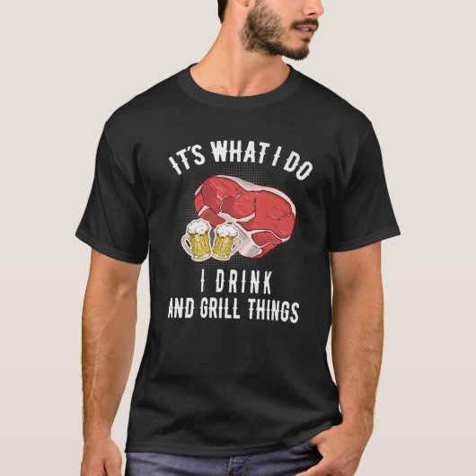 僕は飲み物を焼いてバーベキューをやってる Tシャツ (正面)