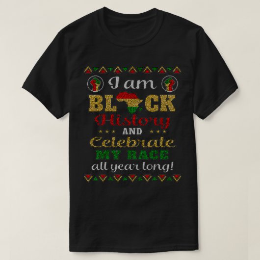 僕は黒人史の月祝だけ年中無休 Tシャツ (デザイン正面)